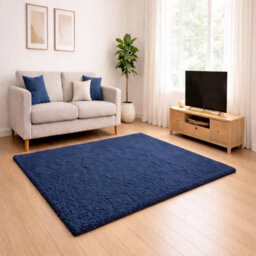Uetian Navy Blue Shaggy Rug Luxury Thick Pile Area Carpet Modern Home Décor (120X170 Cm)