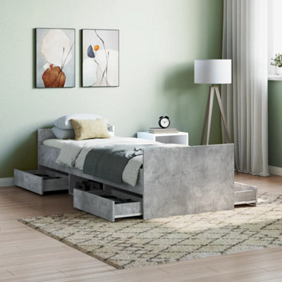 Berkfield Bed Frame With Headboard And Footboard Concrete Grey 75X190 Cm - image 1