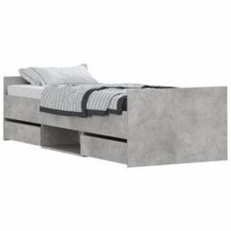 Berkfield Bed Frame With Headboard And Footboard Concrete Grey 75X190 Cm - thumbnail 2