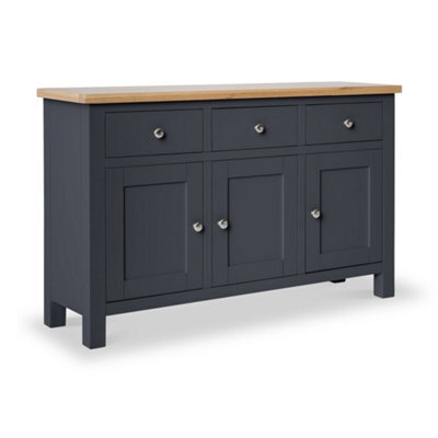 Farro Charcoal Large Sideboard Fully Assembled - Painted With Oak Top By Roseland Furniture - image 1
