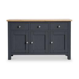 Farro Charcoal Large Sideboard Fully Assembled - Painted With Oak Top By Roseland Furniture - thumbnail 4