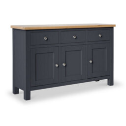 Farro Charcoal Large Sideboard Fully Assembled - Painted With Oak Top By Roseland Furniture