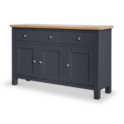 Farro Charcoal Large Sideboard Fully Assembled - Painted With Oak Top By Roseland Furniture - thumbnail 2