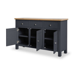 Farro Charcoal Large Sideboard Fully Assembled - Painted With Oak Top By Roseland Furniture - thumbnail 8