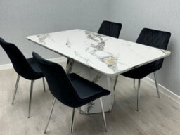 Stratus Interiors Capri Modern Dining Table With White Marble Effect Top And Chunky Base - 160 Cm - thumbnail 6