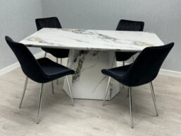 Stratus Interiors Capri Modern Dining Table With White Marble Effect Top And Chunky Base - 160 Cm - thumbnail 5