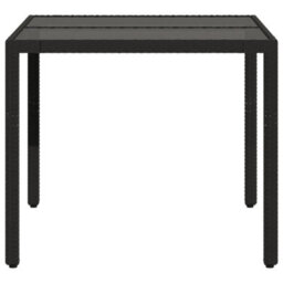 Walplus Garden Table With Glass Top Black 90X90X75 Cm Poly Rattan - thumbnail 5