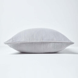 Homescapes Cotton Rajput Ribbed Silver Grey Cushion Cover, 45 X 45 Cm - thumbnail 2