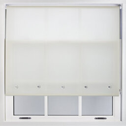 Cream Daylight Roller Blinds With Chrome Round Eyelets - (W)232Cm X (L)165Cm Window Shade By Furnished