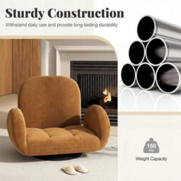 Folding Sofa Chair Lazy Floor Bed Adjustable Backrest Armrests Swivel - thumbnail 6