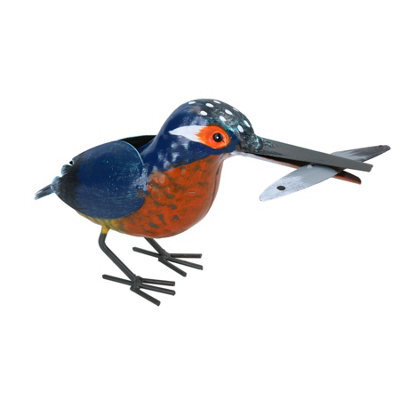 AB Tools Hand Painted Metal Kingfisher Garden Ornament Sculpture Gift 8.5X12X20Cm - image 1