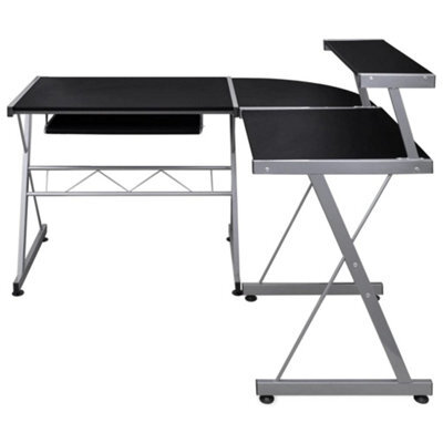 Berkfield Durable Corner Computer Desk Black 132X112X99 Cm Engineered Wood - image 1