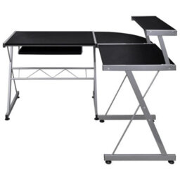 Berkfield Durable Corner Computer Desk Black 132X112X99 Cm Engineered Wood - thumbnail 1