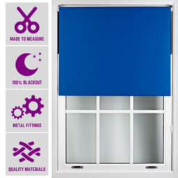 Furnished Made To Measure Blackout Roller Blinds With Metal Fittings - Blue Blind For Home And Office (W)90Cm (L)210Cm - thumbnail 1