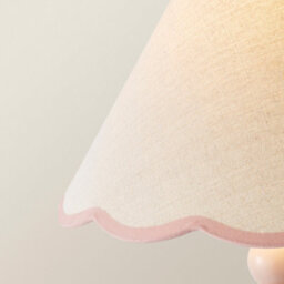 Valuelights Bobbles Rose Pink Bobbin Floor Lamp With Pink Trim Scallop Shade - thumbnail 3