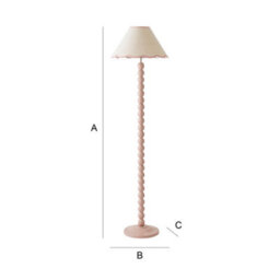 Valuelights Bobbles Rose Pink Bobbin Floor Lamp With Pink Trim Scallop Shade - thumbnail 7