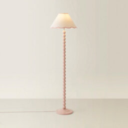 Valuelights Bobbles Rose Pink Bobbin Floor Lamp With Pink Trim Scallop Shade - thumbnail 6