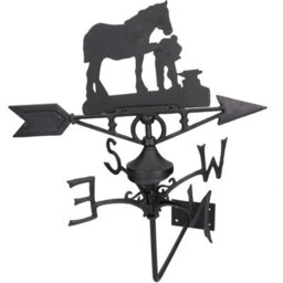 AB Tools Horse / Mare Farrier Weather Vane Vain Wall Mount House Roof Cast Iron Shoe