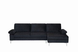 Eco Living Ravenna Velvet Sectional Corner Right Hand Facing Sofa In Black - thumbnail 3