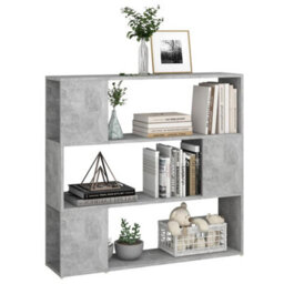Berkfield Book Cabinet Room Divider Concrete Grey 100X24X94 Cm - thumbnail 4