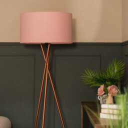 Valuelights Camden Copper Tripod Floor Lamp With Blush Drum Shade And Bulb - thumbnail 4