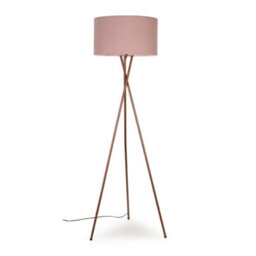 Valuelights Camden Copper Tripod Floor Lamp With Blush Drum Shade And Bulb