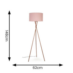 Valuelights Camden Copper Tripod Floor Lamp With Blush Drum Shade And Bulb - thumbnail 6
