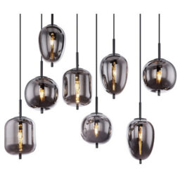 Luminosa Lighting Luminosa Blacky Cluster Pendant Ceiling Light Black Glass Shade 8X E14 - thumbnail 4