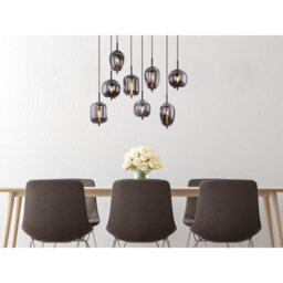 Luminosa Lighting Luminosa Blacky Cluster Pendant Ceiling Light Black Glass Shade 8X E14 - thumbnail 5