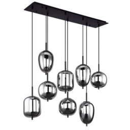 Luminosa Lighting Luminosa Blacky Cluster Pendant Ceiling Light Black Glass Shade 8X E14 - thumbnail 2