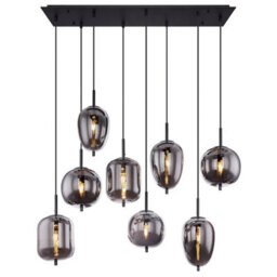 Luminosa Lighting Luminosa Blacky Cluster Pendant Ceiling Light Black Glass Shade 8X E14 - thumbnail 3