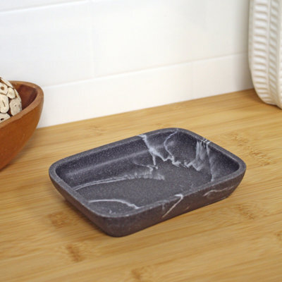 Showerdrape Octavia Grey Marble & Chrome Soap Dish - image 1