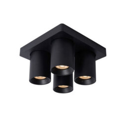 Lucide Nigel Modern Ceiling Spotlight - Led Dim To Warm - Gu10 - 4X5W 2200K/3000K - Black - thumbnail 1