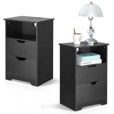 Bedside Table Drawer Cabinet Bedroom Furniture Storage Nightstand White W Drawer - image 1