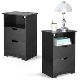 Bedside Table Drawer Cabinet Bedroom Furniture Storage Nightstand White W Drawer - thumbnail 1