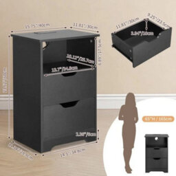 Bedside Table Drawer Cabinet Bedroom Furniture Storage Nightstand White W Drawer - thumbnail 2