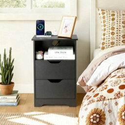 Bedside Table Drawer Cabinet Bedroom Furniture Storage Nightstand White W Drawer - thumbnail 6