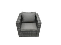 Fimous Rattan Dining Table Sofa Armchair Set With Side Table Small Footstool Outdoor Garden Furniture Set Dark Grey Mixed - thumbnail 6