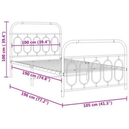 Berkfield Metal Bed Frame Without Mattress With Footboard Black 100X190Cm - thumbnail 8