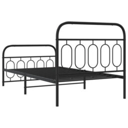 Berkfield Metal Bed Frame Without Mattress With Footboard Black 100X190Cm - thumbnail 6