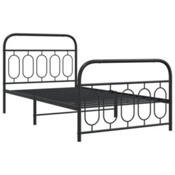 Berkfield Metal Bed Frame Without Mattress With Footboard Black 100X190Cm - thumbnail 3