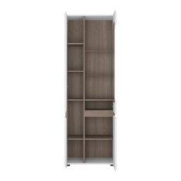 Furniture To Go Chelsea Tall Glazed Narrow Display Unit (Lhd) In White With Oak Trim - thumbnail 3