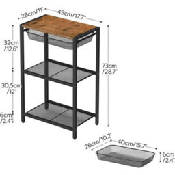 Side Table Telephone Table Bedside Table With Storage Shelves Nightstand - thumbnail 2