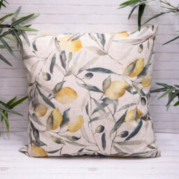 Annibells Lemon & Olive Natural Filled Fabric Double Sided Cushion (17453) - thumbnail 1