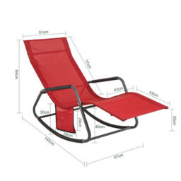 Sobuy Ogs47-R, Indoor Outdoor Garden Rocking Sun Lounger Recliner Relaxing Chair With Side Bag,red,w145Xd57Xh82 - thumbnail 3