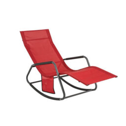 Sobuy Ogs47-R, Indoor Outdoor Garden Rocking Sun Lounger Recliner Relaxing Chair With Side Bag,red,w145Xd57Xh82 - thumbnail 1