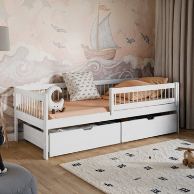 Arte Wooden Single Bed Edi Pine - Classic Solid Wood Design With Built-In Drawers - image 1