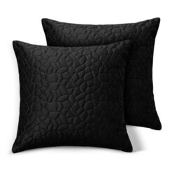 Ameha Black Embossed Pebbles Velvet Cushion Cover, 18X18 Inch, Pack Of 2, Ultra Soft, Breathable & Hypoallergenic