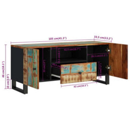 Berkfield Tv Cabinet 105X33.5X46 Cm Solid Wood Reclaimed&engineered Wood - thumbnail 9