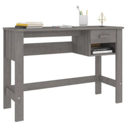 Berkfield Desk Light Grey 110X40X75 Cm Solid Wood Pine - thumbnail 4